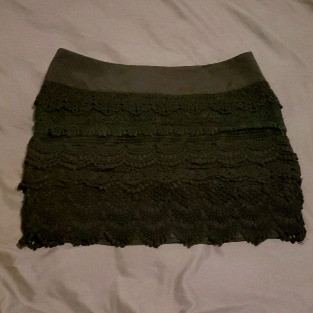 Black lace mini skirt